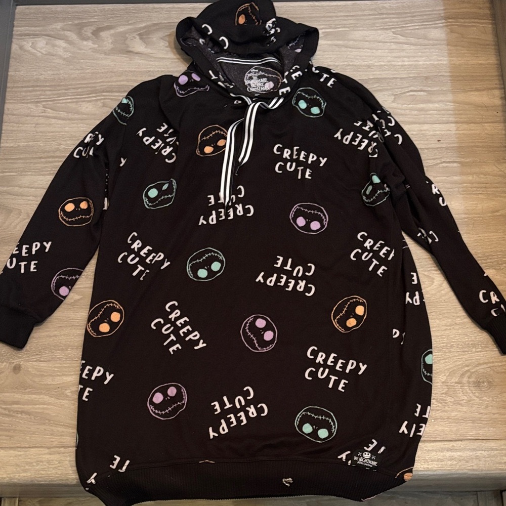 Black Creepy Cute Hoodie Nightgown